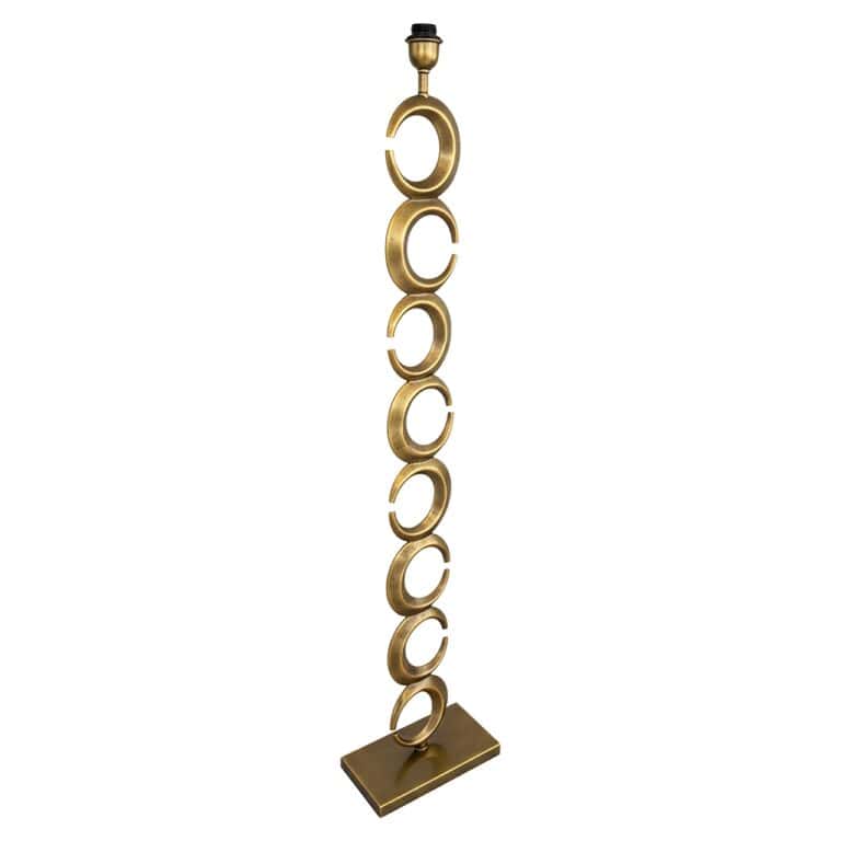 Luxe gouden staande lamp met cirkelvormige details voor modern interieur.