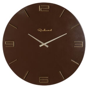 Moderne wandklok met goudkleurige cijfers en Richmond-logo, stijlvolle interieuraccessoire.