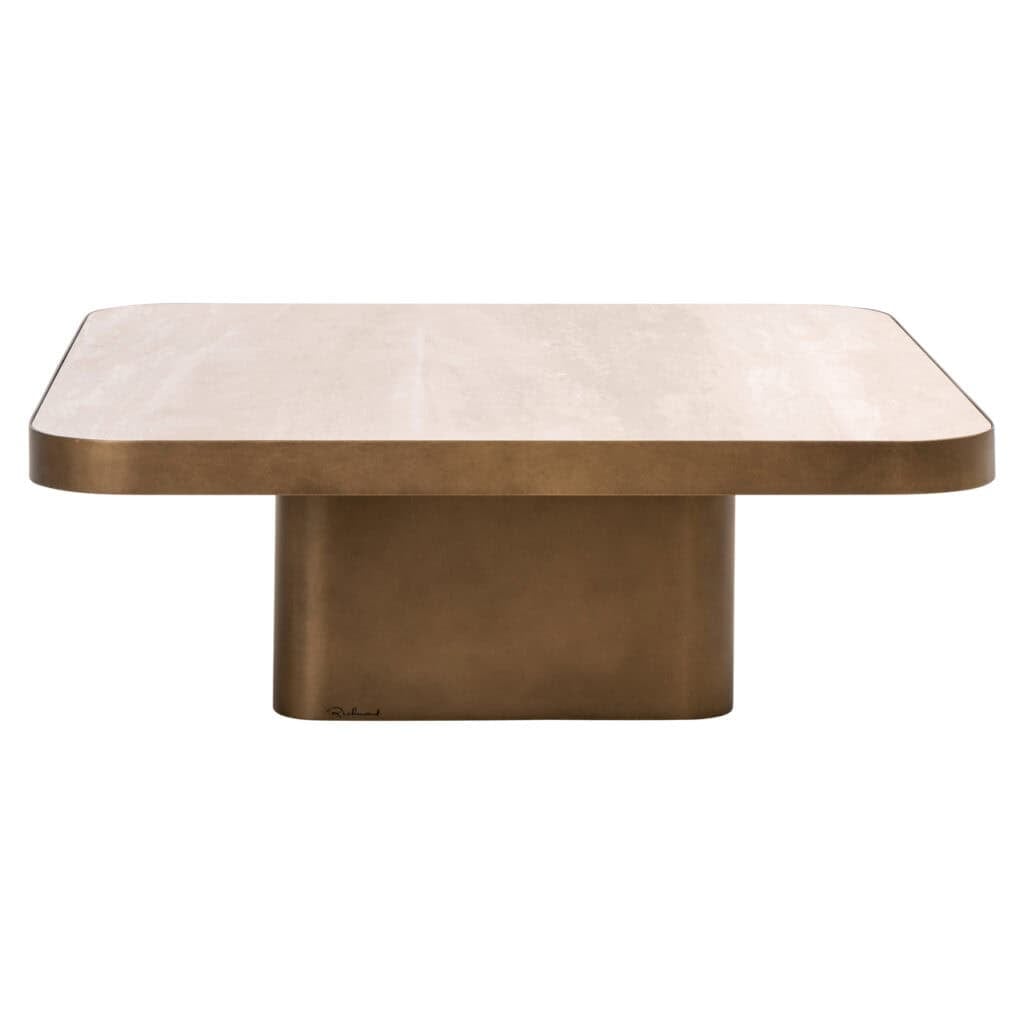 Marmeren eettafel met goudkleurige basis, modern en luxe design voor stijlvolle interieurs.