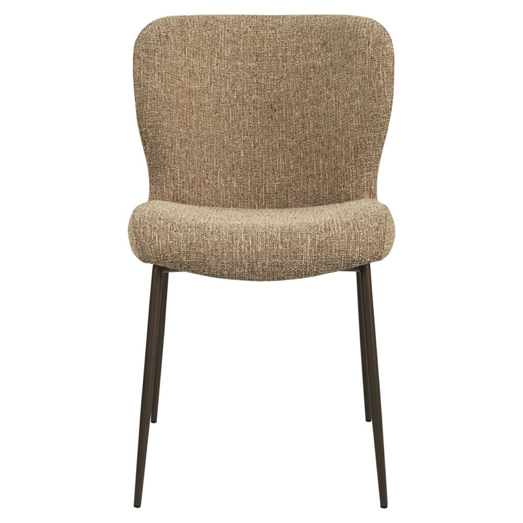Moderne stoffen bank met zwarte metalen poten, geschikt voor interieur.