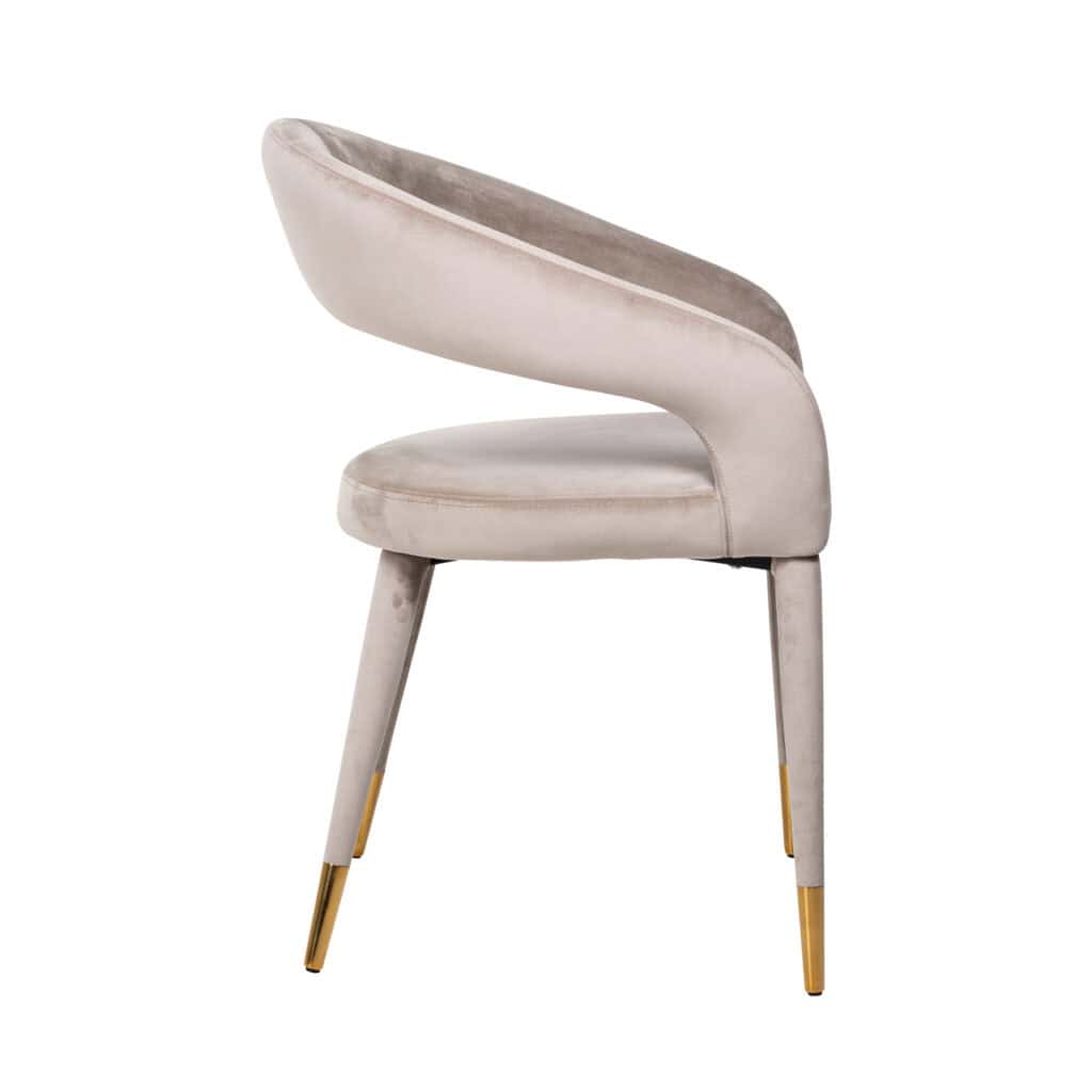 Gia dining chair Gia  khaki with gold-colored legs.