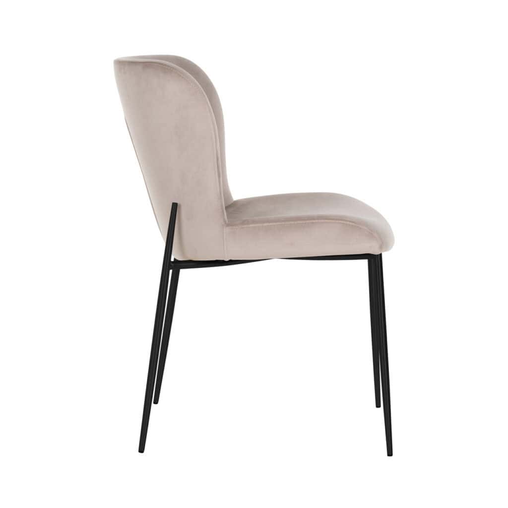 Chaise de salle à manger Darby revêtement khaki et pieds en métal noir.