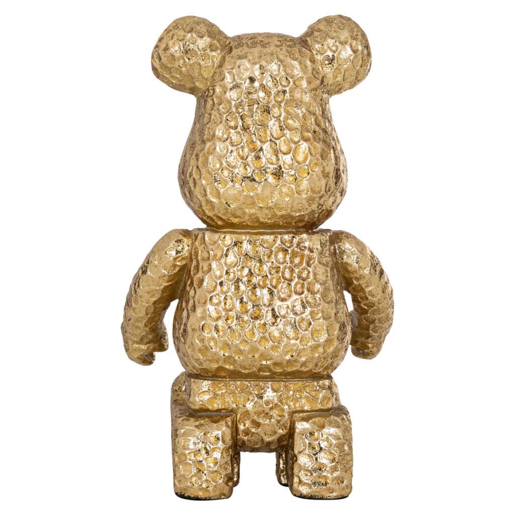 Golden bear figurine with a textured finish for interior decoration.