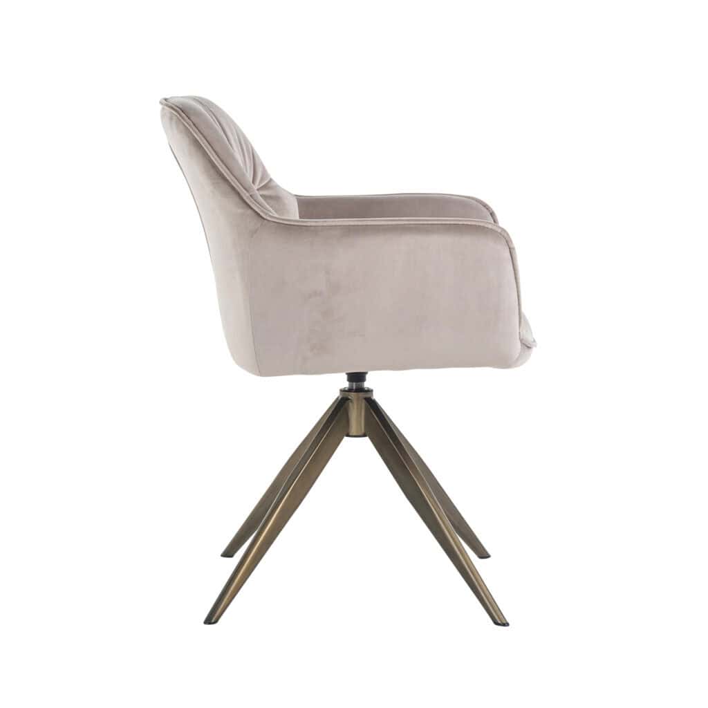 Chaise de salle à manger Aline  khaki , avec fonction pivotante et pied en métal.