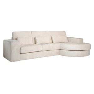 Weißes Chenille Sofa Felix ,5-Sitzer mit Lounge-Teil rechts, modernes Design.