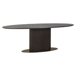 Luxor dining table Luxor brown, with an oval shape and a central leg.
