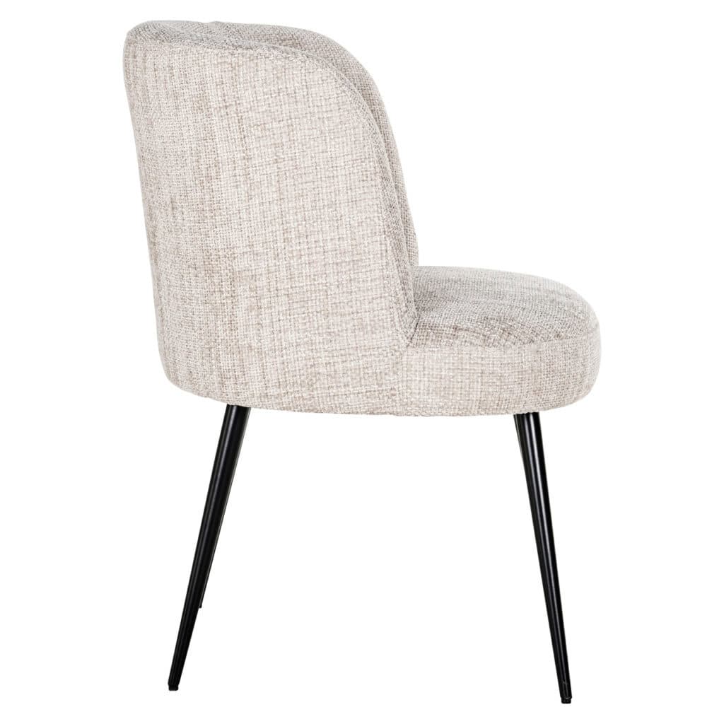 Morton dining chair Morton natural fabric with black legs.