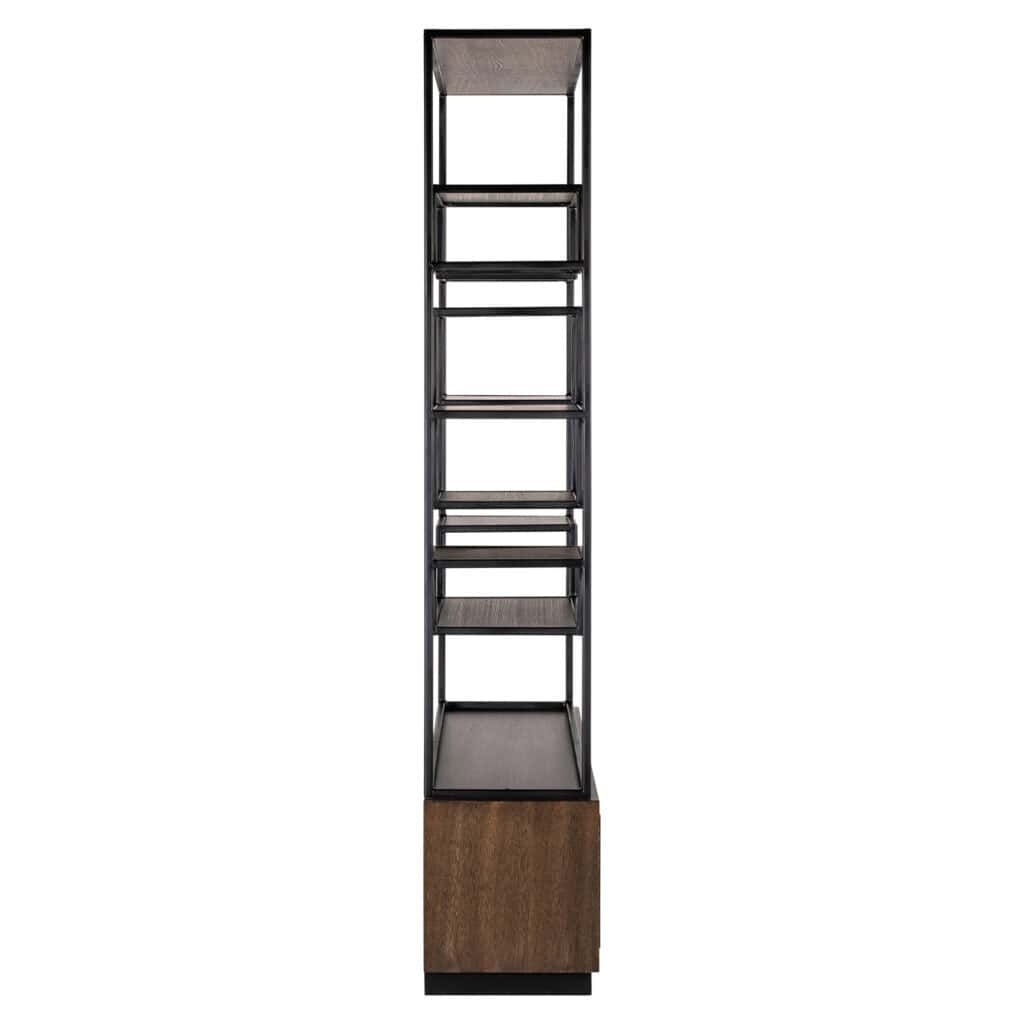 Moderne wandkast Bonvoy in bruin en zwart, ideaal voor woon- of kantoorruimte.