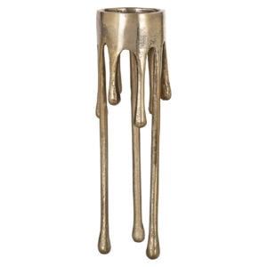 Grote gouden kandelaars met een drip design voor modern interieur.