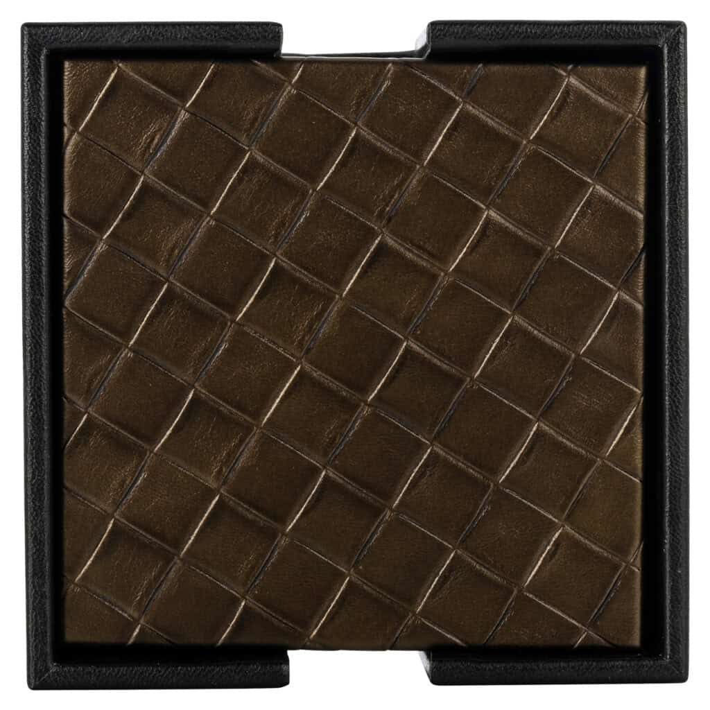 Luxury wine accessory with a diamond pattern, presented in a black box.