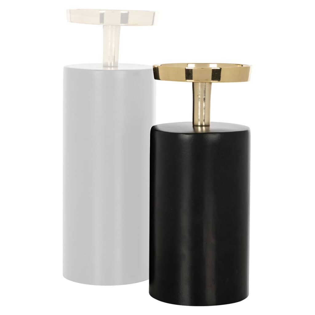 Kandelaar Caya zwart/goud klein, modern design, decoratief voor interieur.