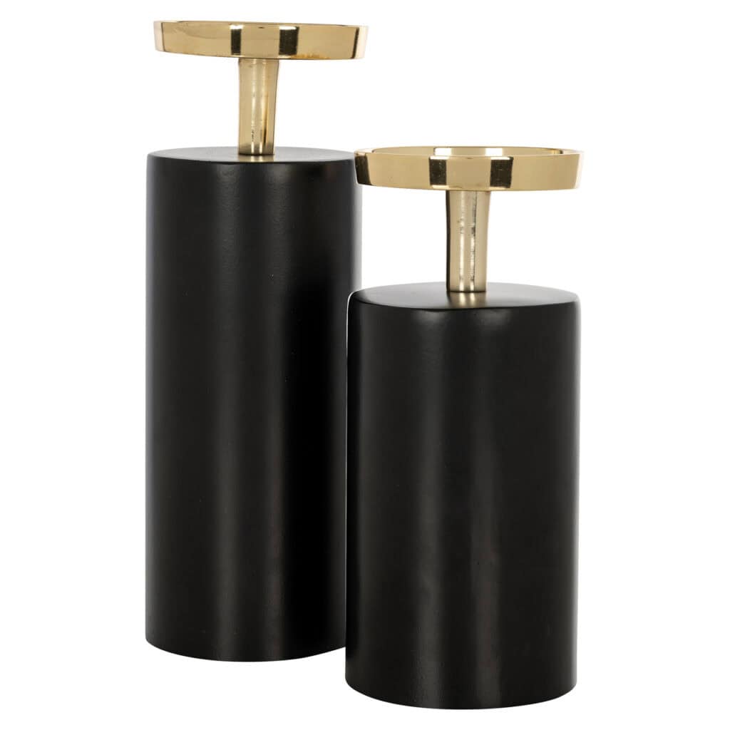 Élégants Bougeoirs noirs et dorés Bougeoirs la décoration d'intérieur.