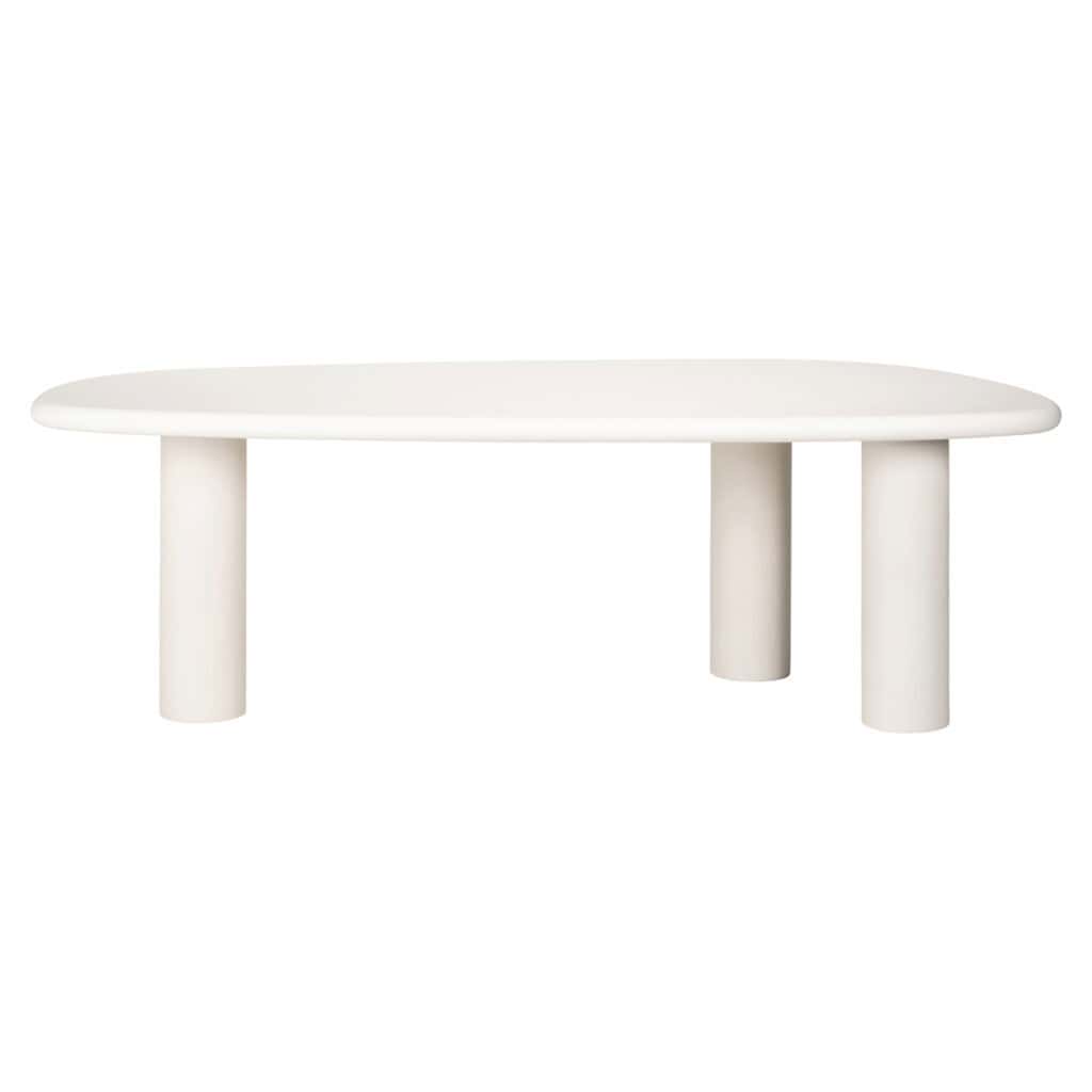 Table à dîner moderne blanche Table à dîner forme ronde et Table à dîner pieds épais.