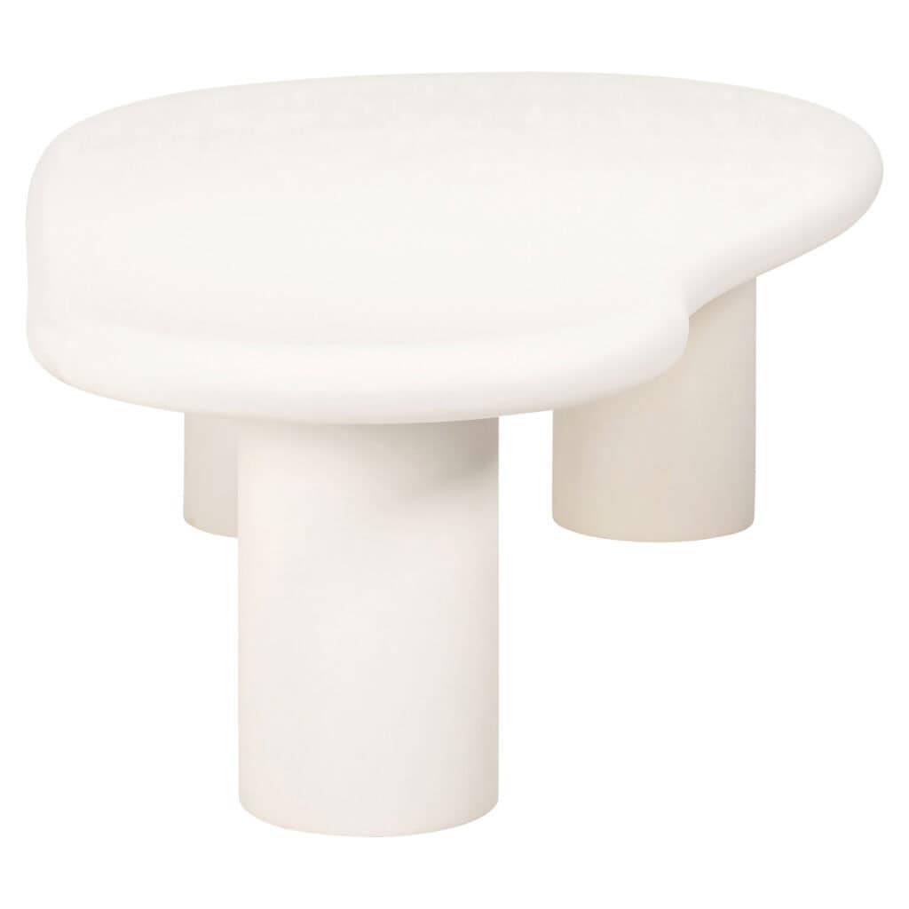 Table de salon blanche épurée Table de salon design sculptural unique, idéale pour les intérieurs modernes.