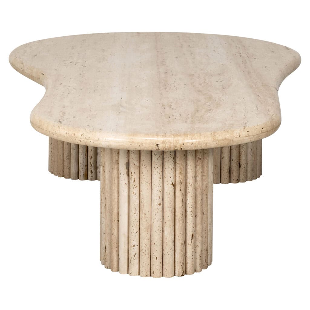 Modern beige La Cantera coffee table La Cantera a ribbed pattern.