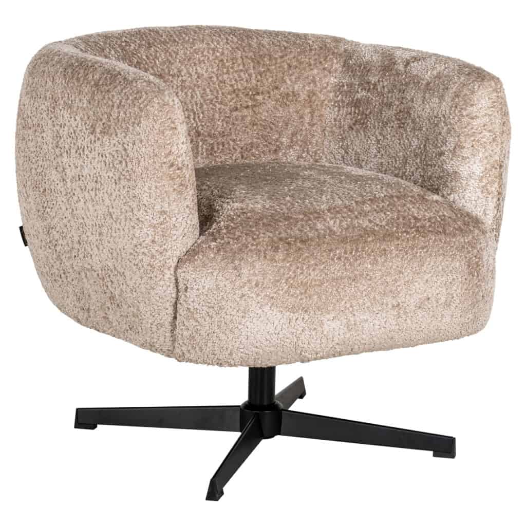 Chaise longue Chaise en peau de mouton naturel avec piètement pivotant.