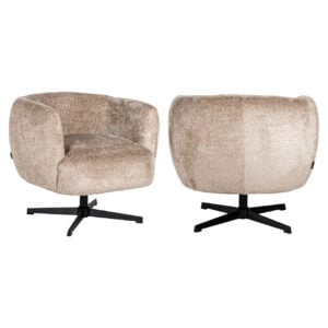 Luxe lounge stoel Estelle met schapenvachtlook in naturel kleur.