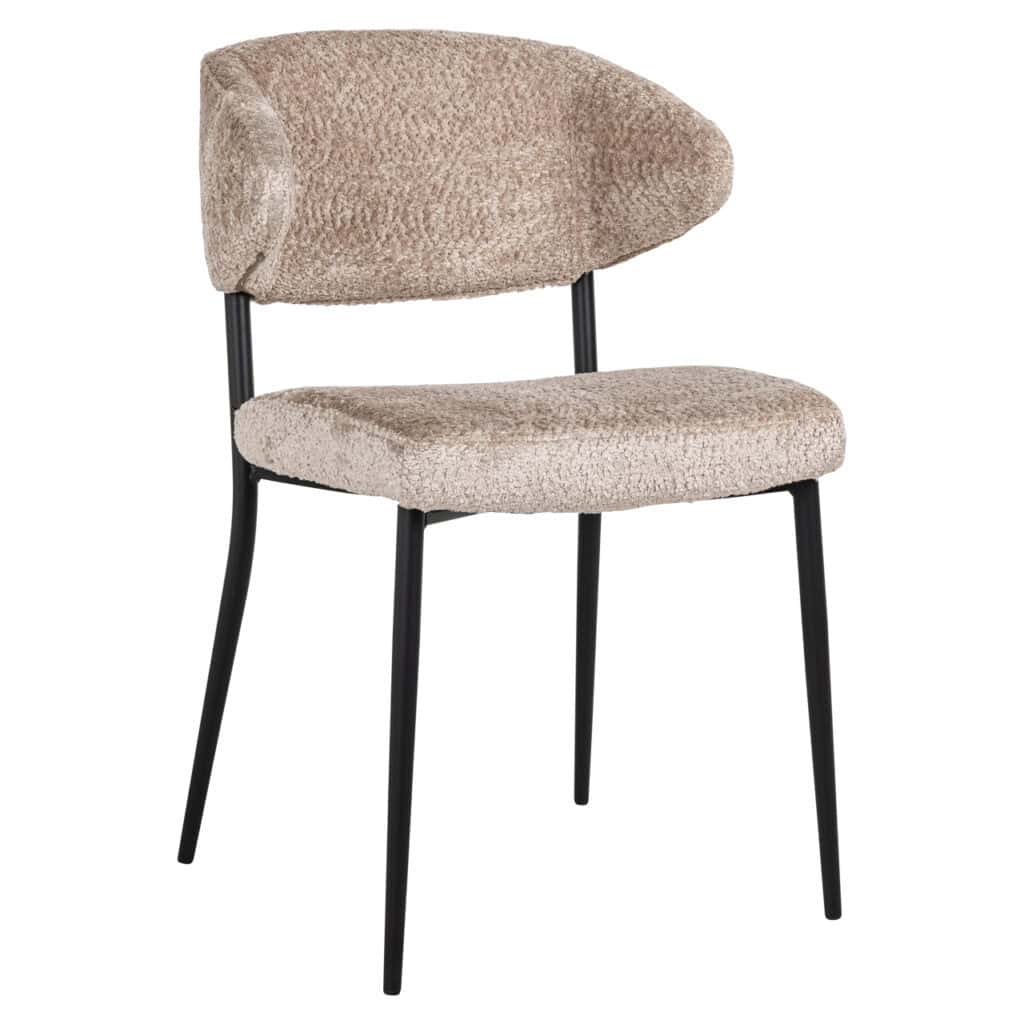 Eetkamerstoel Bea sheep naturel met zwarte poten voor eetkamer.