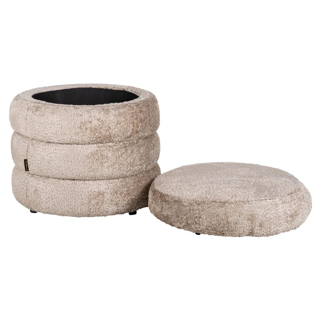 Pouf et repose-pieds de luxe en tissu de mouton doux et naturel.