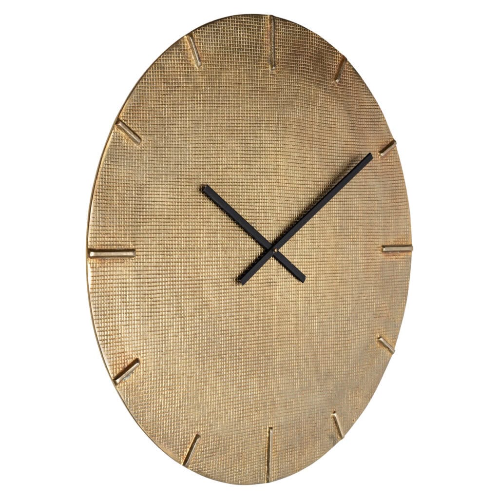Goldene Uhr Zane schwarzen Zeigern, modernes Design für die Inneneinrichtung.