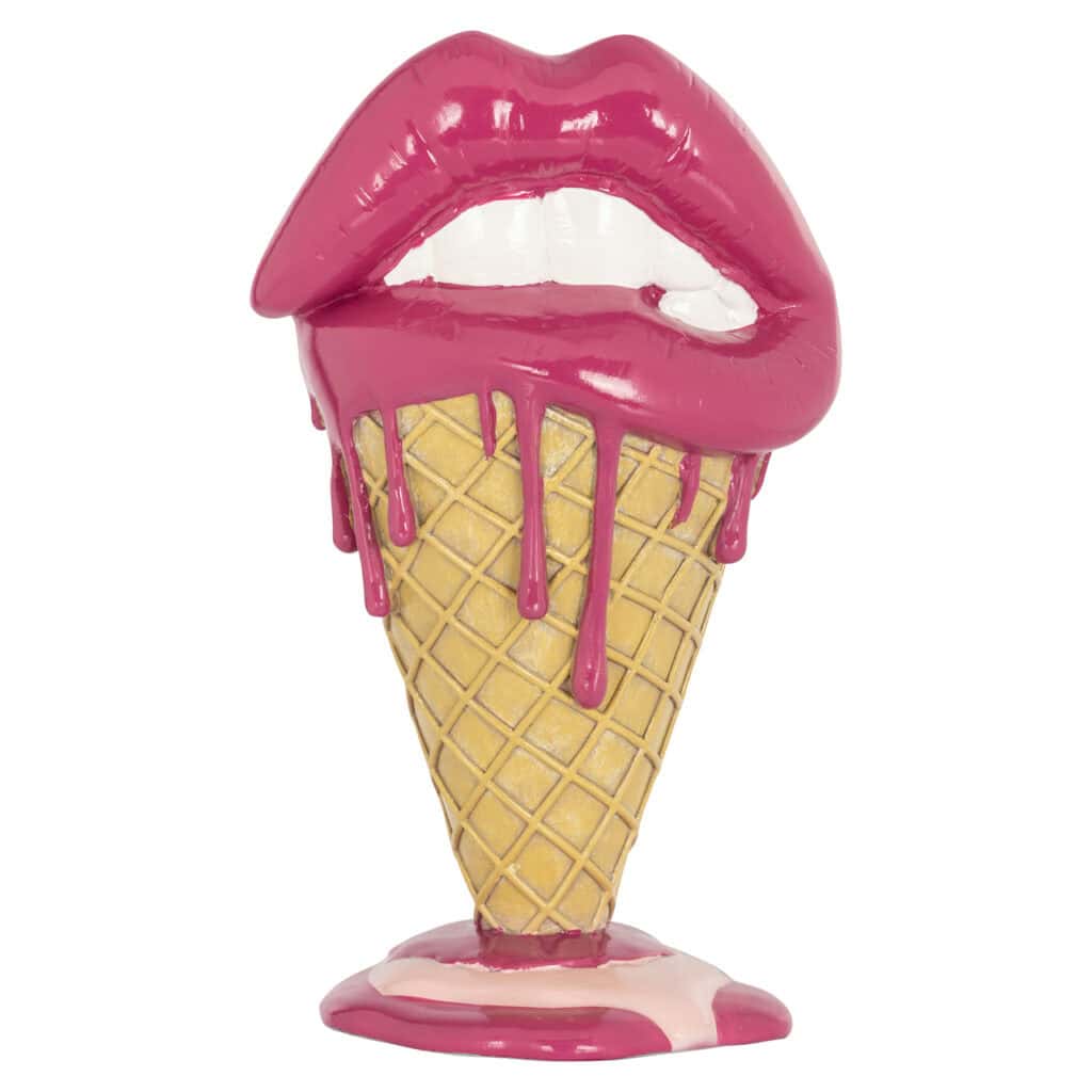 pink décoratif Lips  »pink , avec une glace et un motif de lèvres.