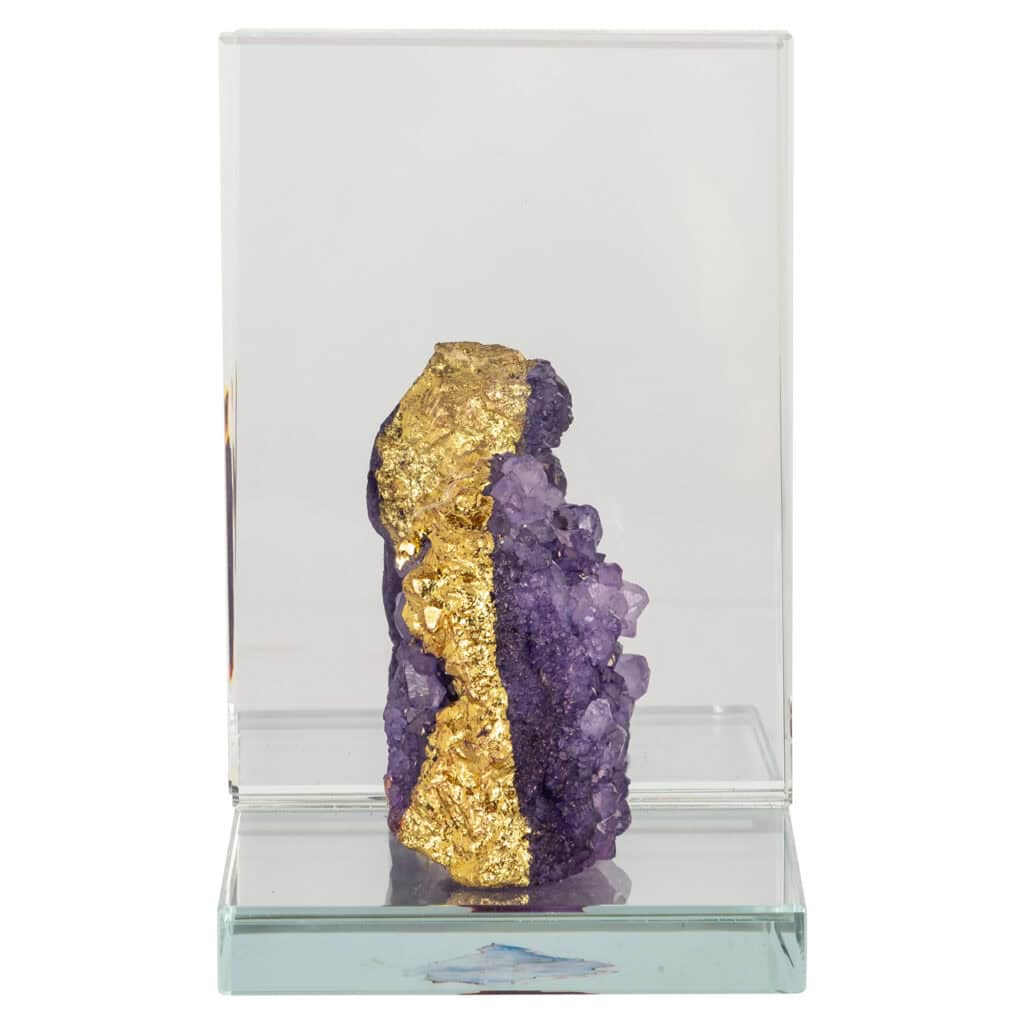Decorative bookend with agate and gold accents for home decor.