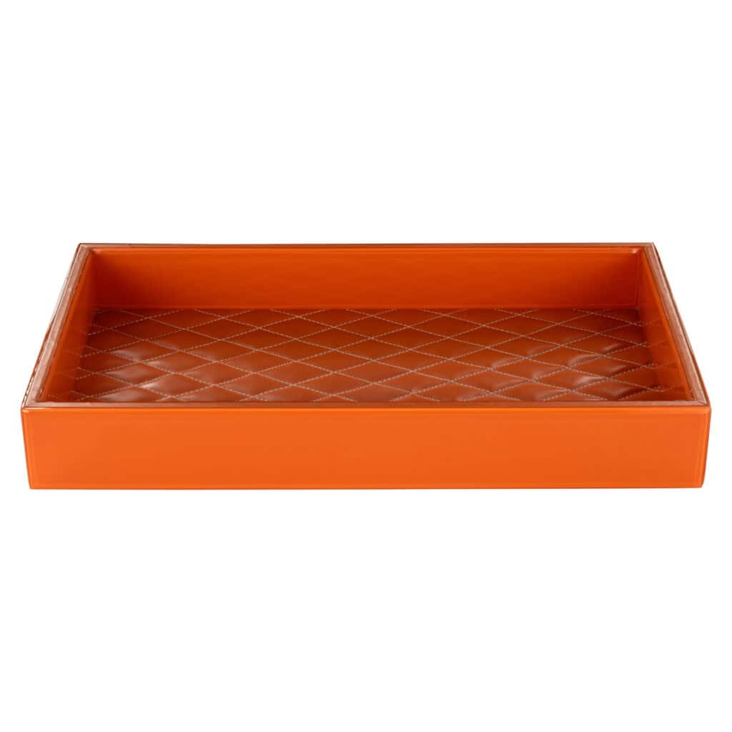 Jelissa orange tray Jelissa a quilted pattern for a stylish presentation.