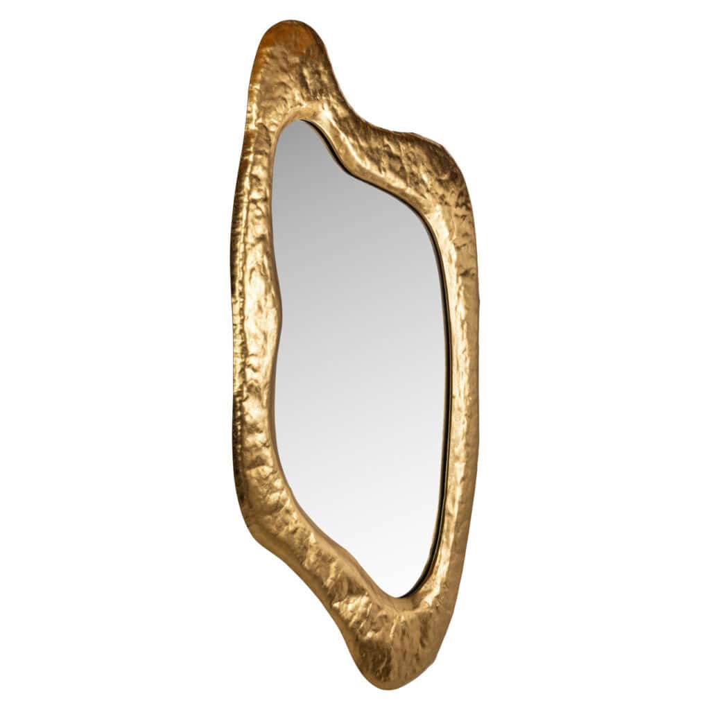 Miroir doré Miroir bord ondulé unique, pour une décoration d'intérieur élégante.