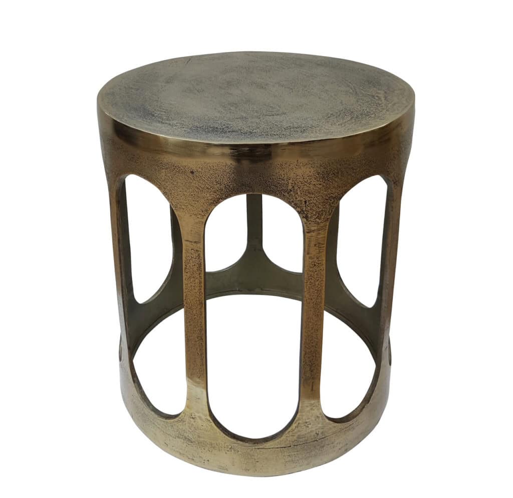 Du Pont side table Du Pont  brushed gold an openwork base.