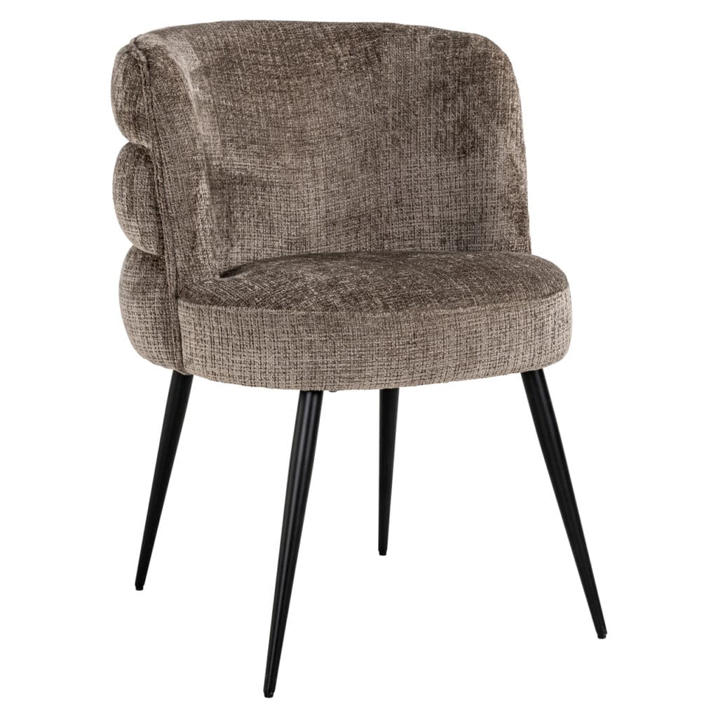 Stella Niagara dining chair with soft upholstery and black legs.
