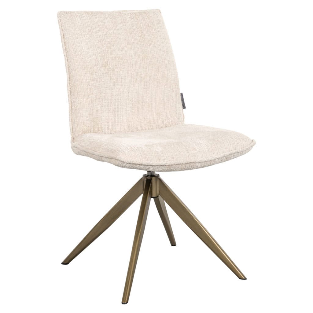 Eetkamerstoel Dakota Niagara beige met draaibaar ontwerp en houten poten.