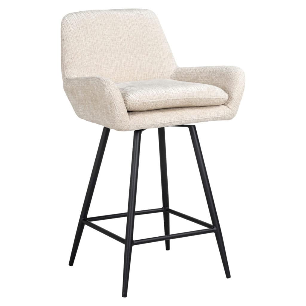 Modern beige bar stool with black legs for the dining room or bar.