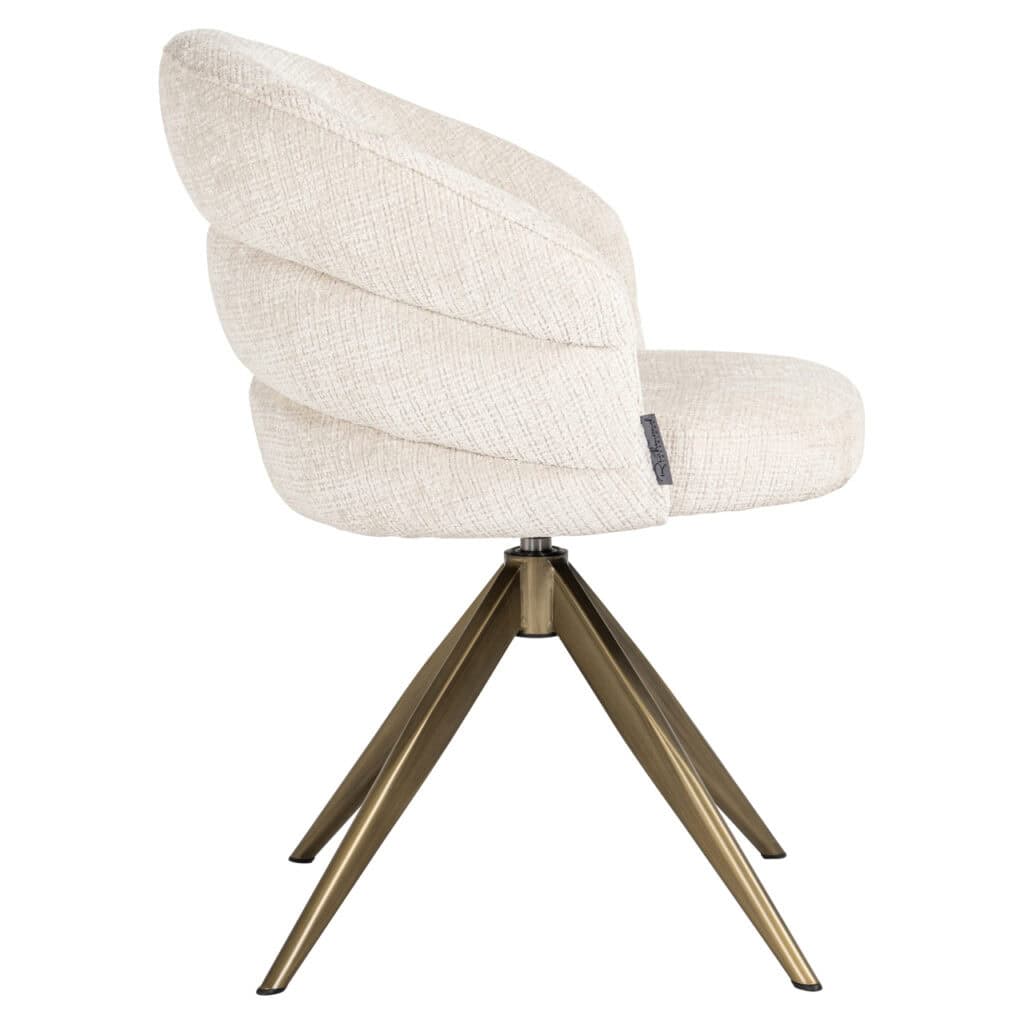 Modern Niagara dining chair with a swivel design and gold legs.