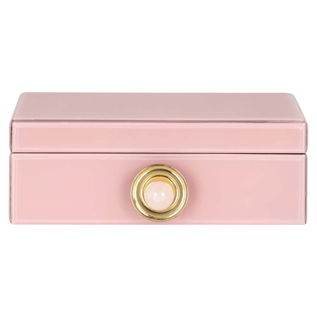 Roze opbergdoos Jamila met gouden knop voor stijlvolle opbergruimte.