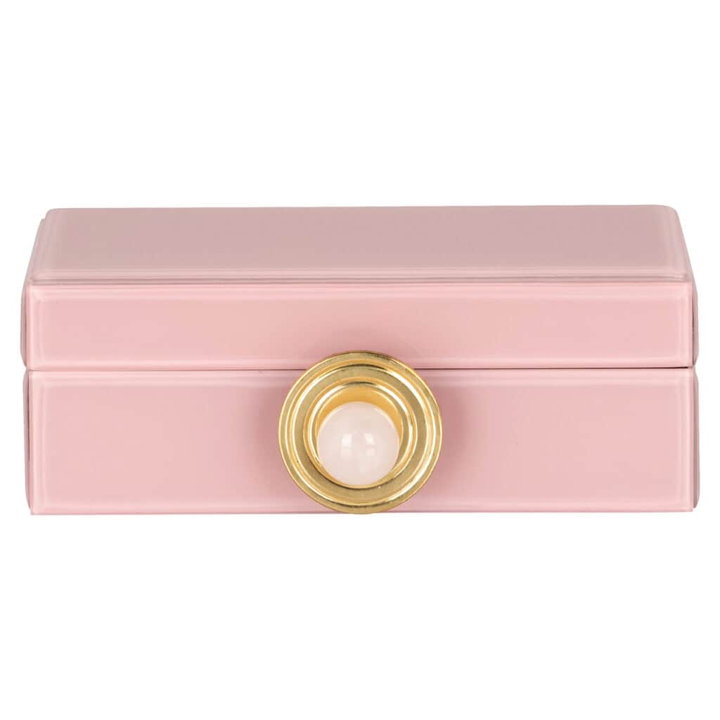 Roze opbergdoos Jamila met gouden knop voor stijlvolle opbergruimte.