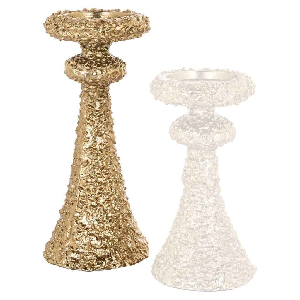 Gold and silver Candle holders a rich texture for interior decoration.