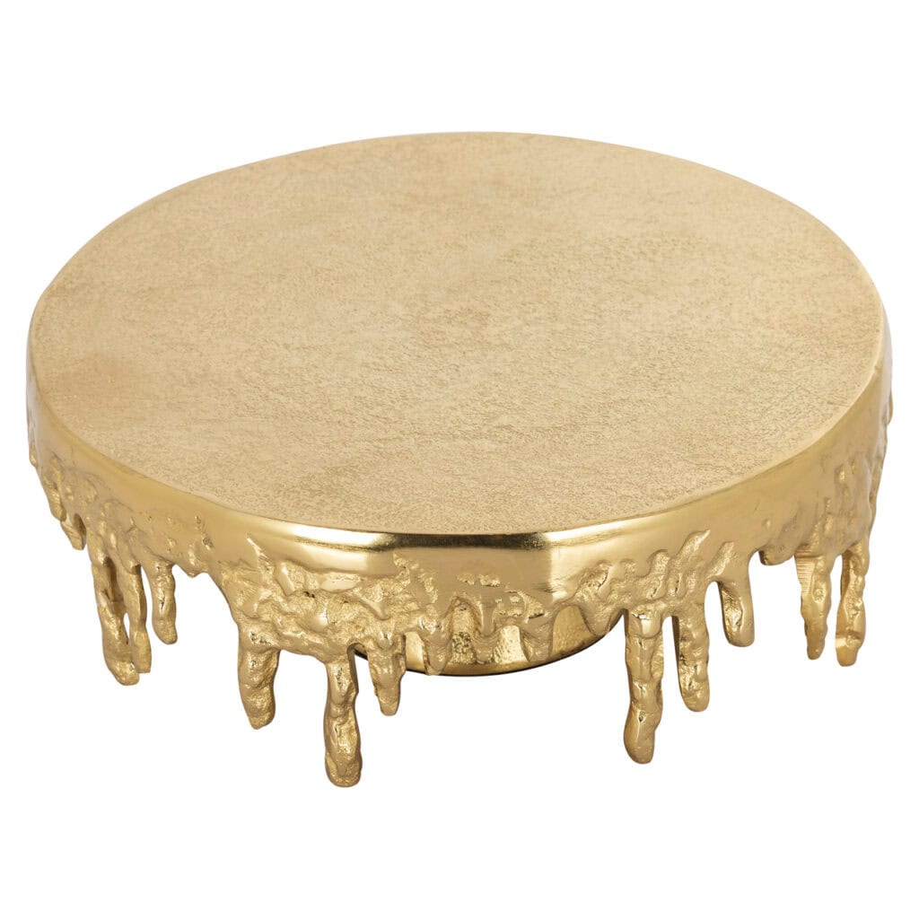 Gold Cake plate teardrop-shaped details for festive occasions.