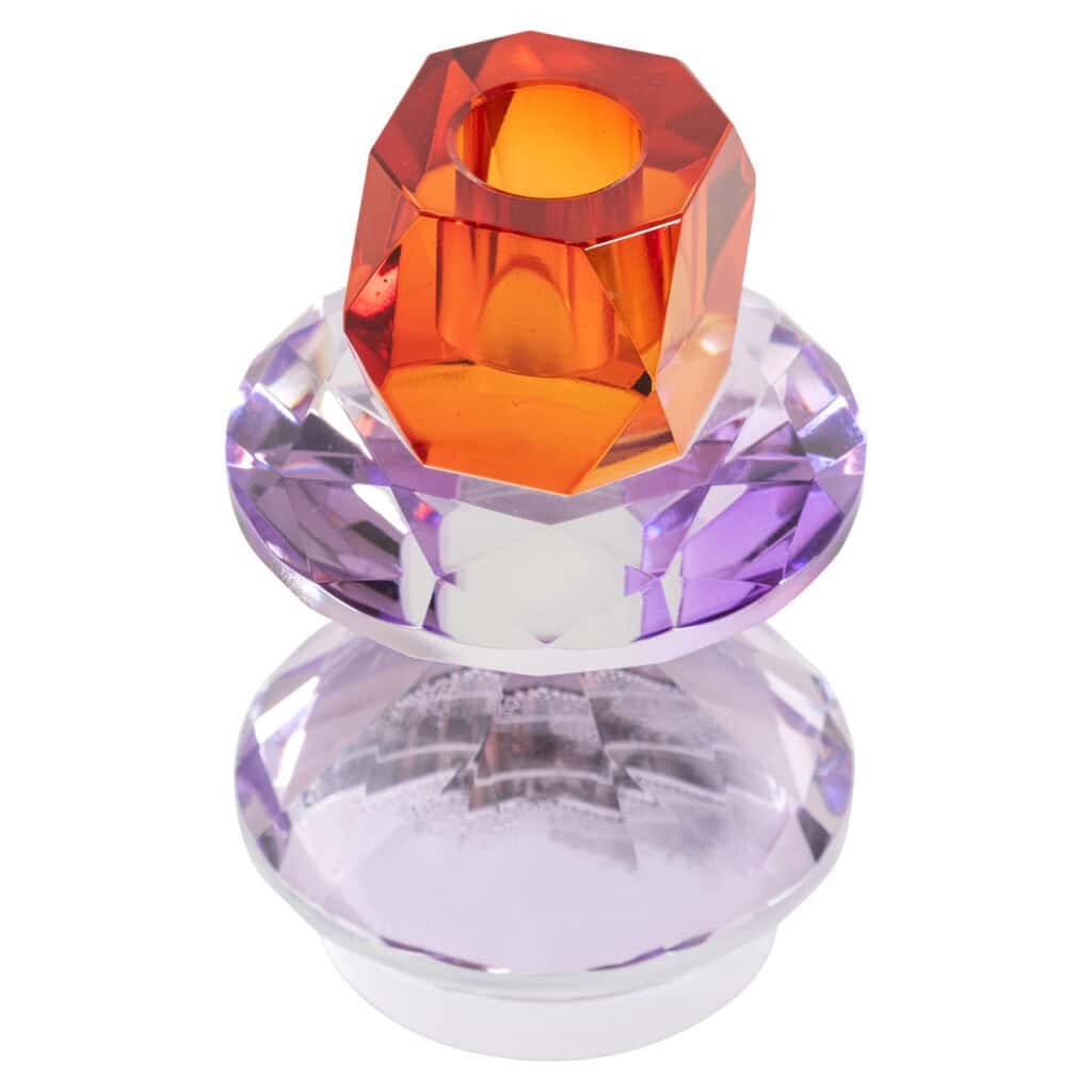 Kerzenhalter Yalena Lila und Orange, klein und elegant.