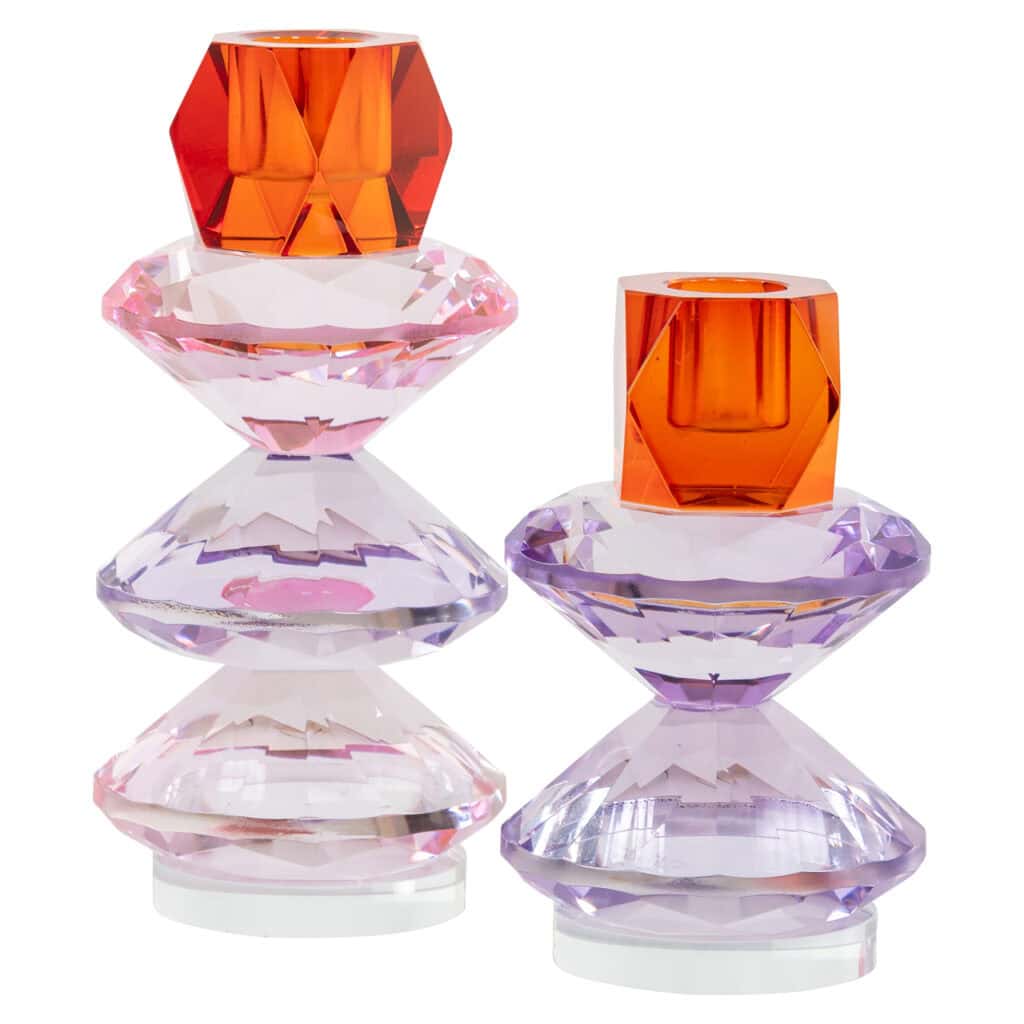 Kerzenhalter Yalena Lila und Orange, dekorativ und elegant.