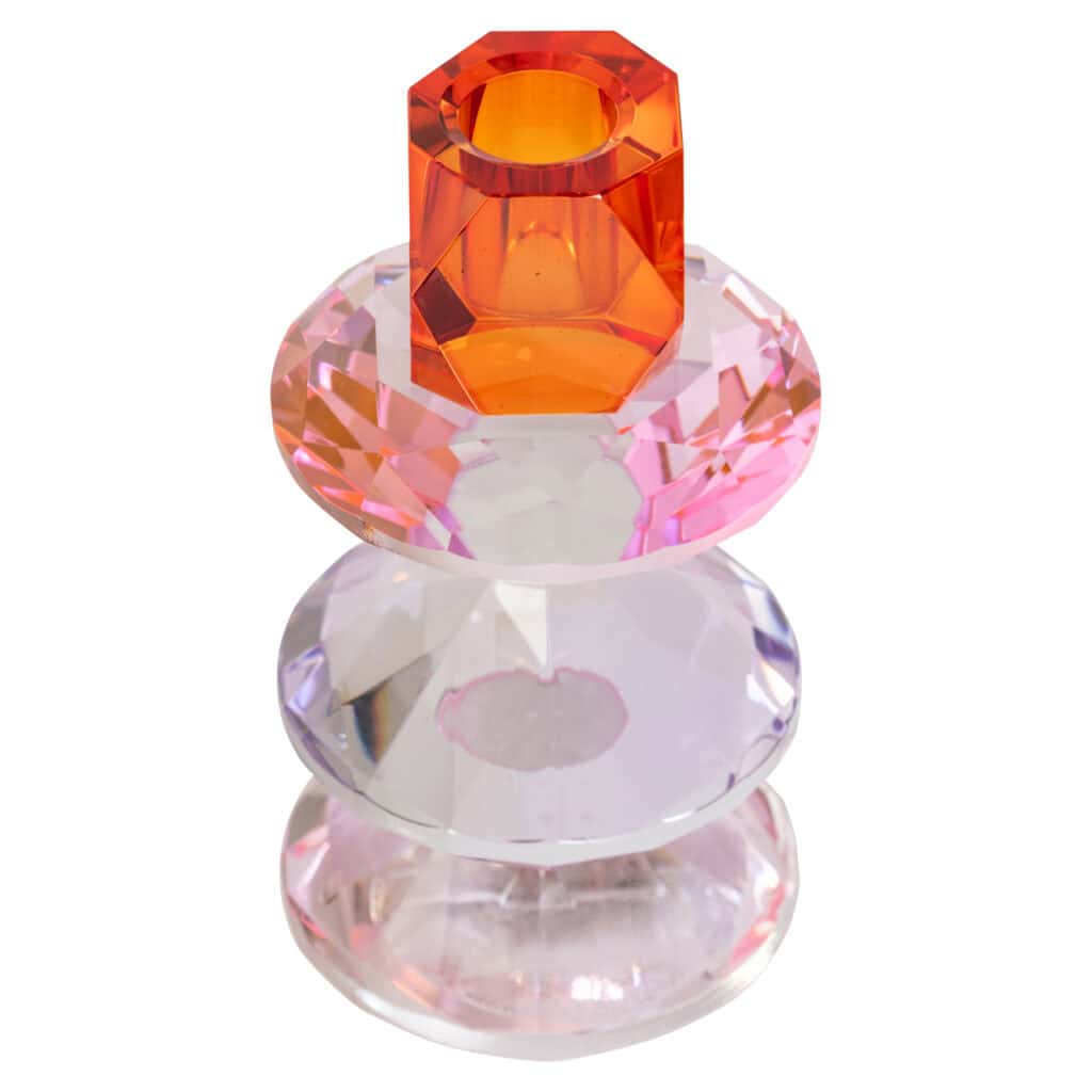 Rosa und orangefarbene Kerzenhalter Yalena aus GlasYalena Innendekoration.