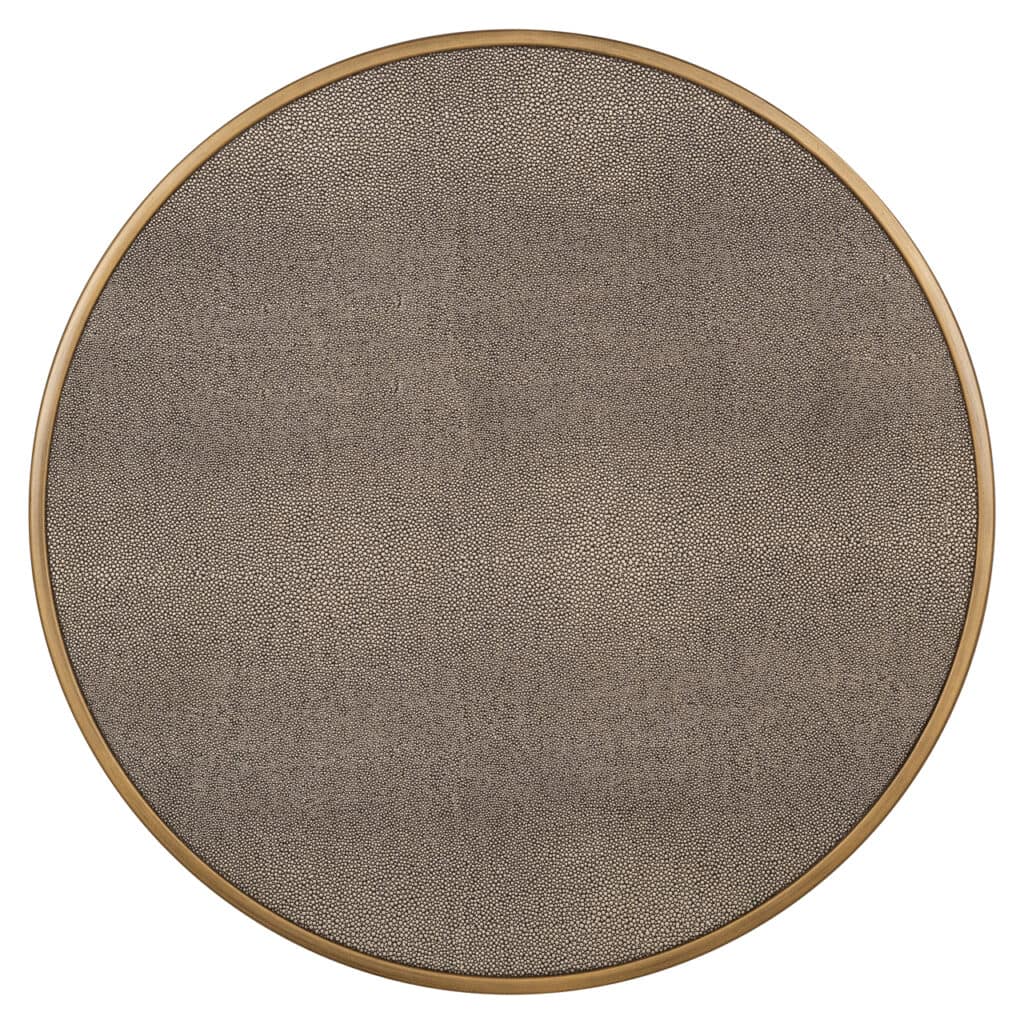 Beistelltisch-Set mit brass shagreen Glasplatte.