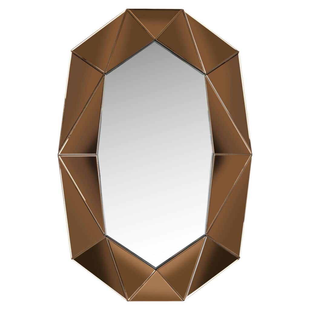 Bronzen spiegel met geometrisch ontwerp voor moderne interieurs.