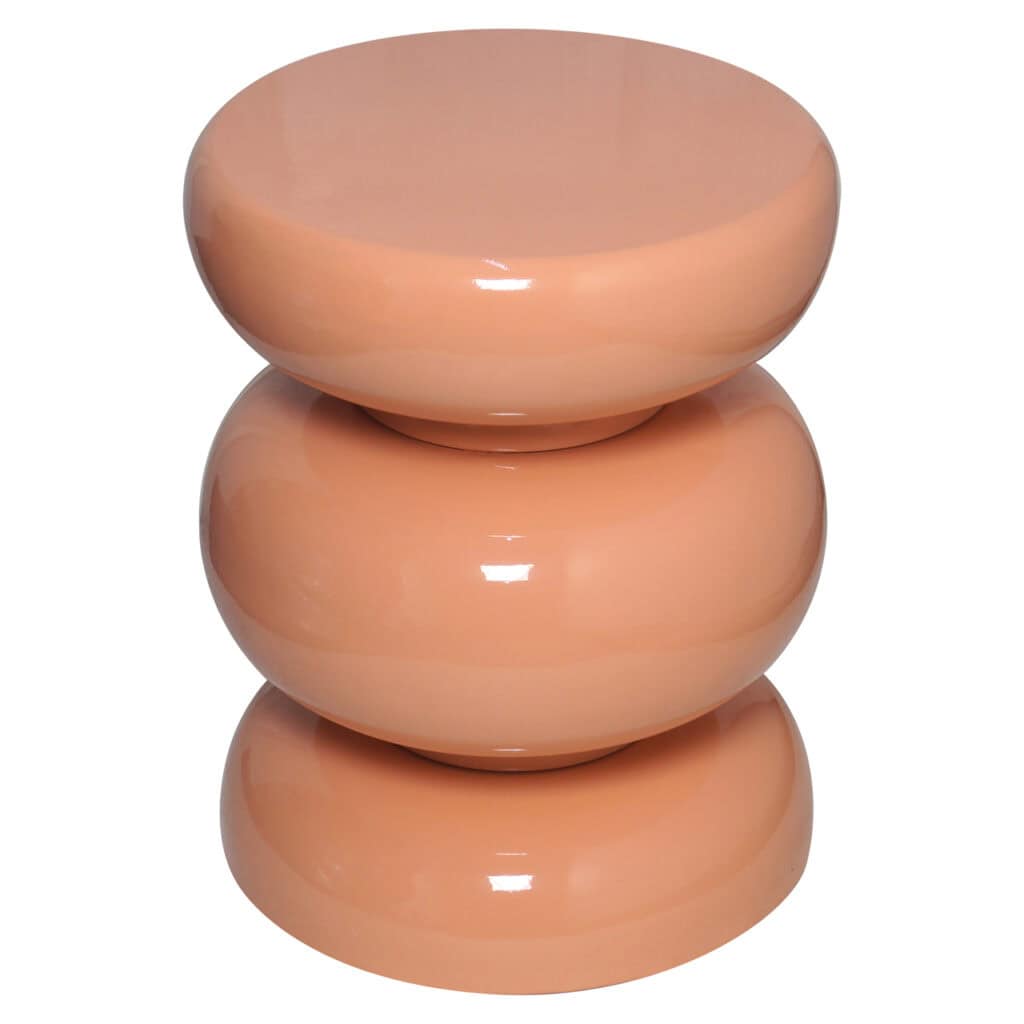Moderner Beistelltisch aus Keramik in zartem Rosa, stapelbares Design, ideal für die Inneneinrichtung.