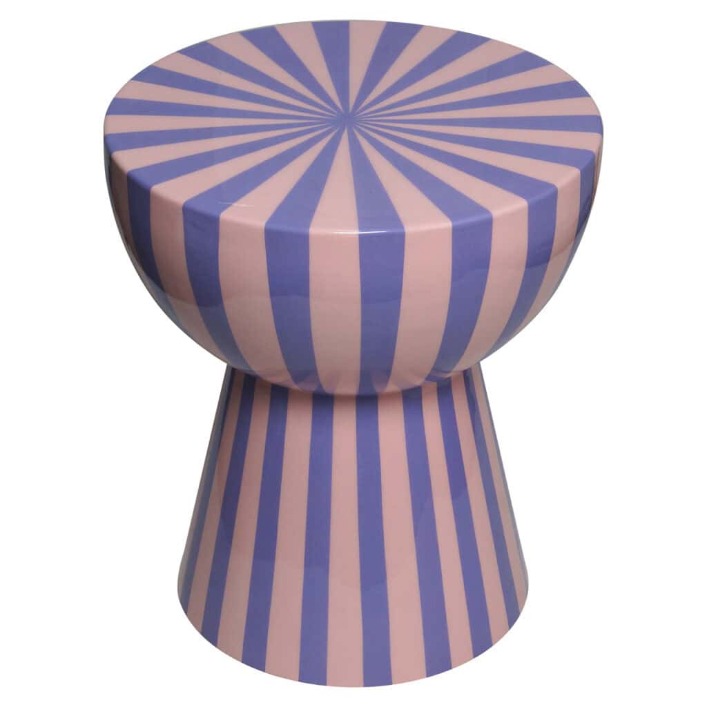 Bijzettafel Valeria met lavendel en roze strepen, modern design.