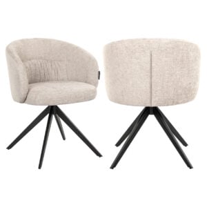 Olivia dining chair Olivia a natural finish with a swivel design and black legs.