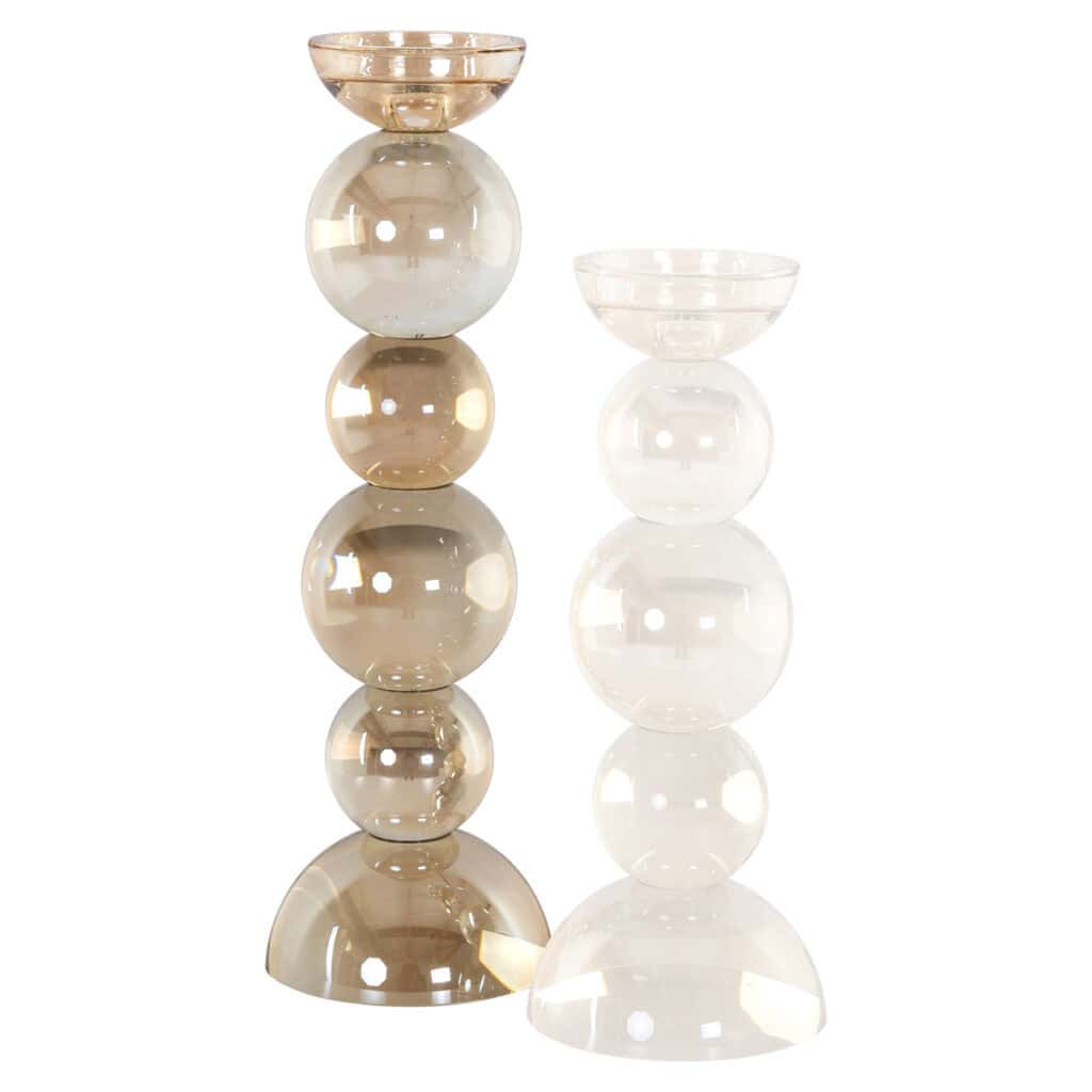 Kandelaar Emie in bruin en glas, elegant en modern design.