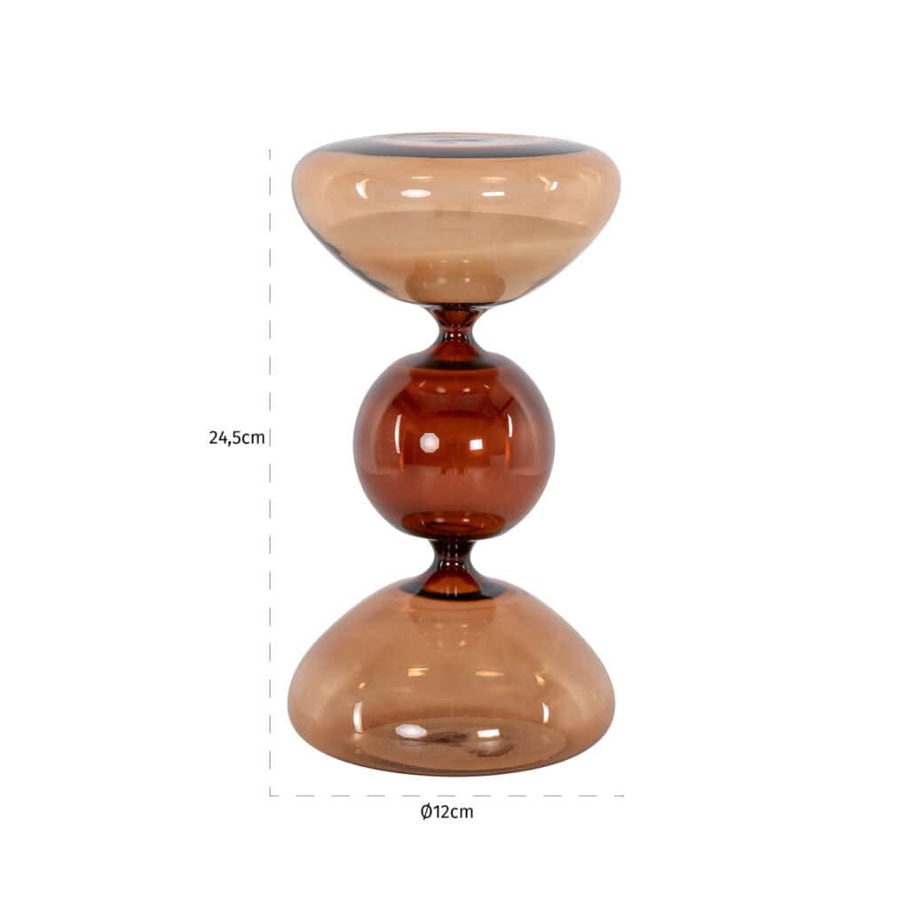 Kleurrijk Elba hourglass decoratief object in bruin en beige tinten.