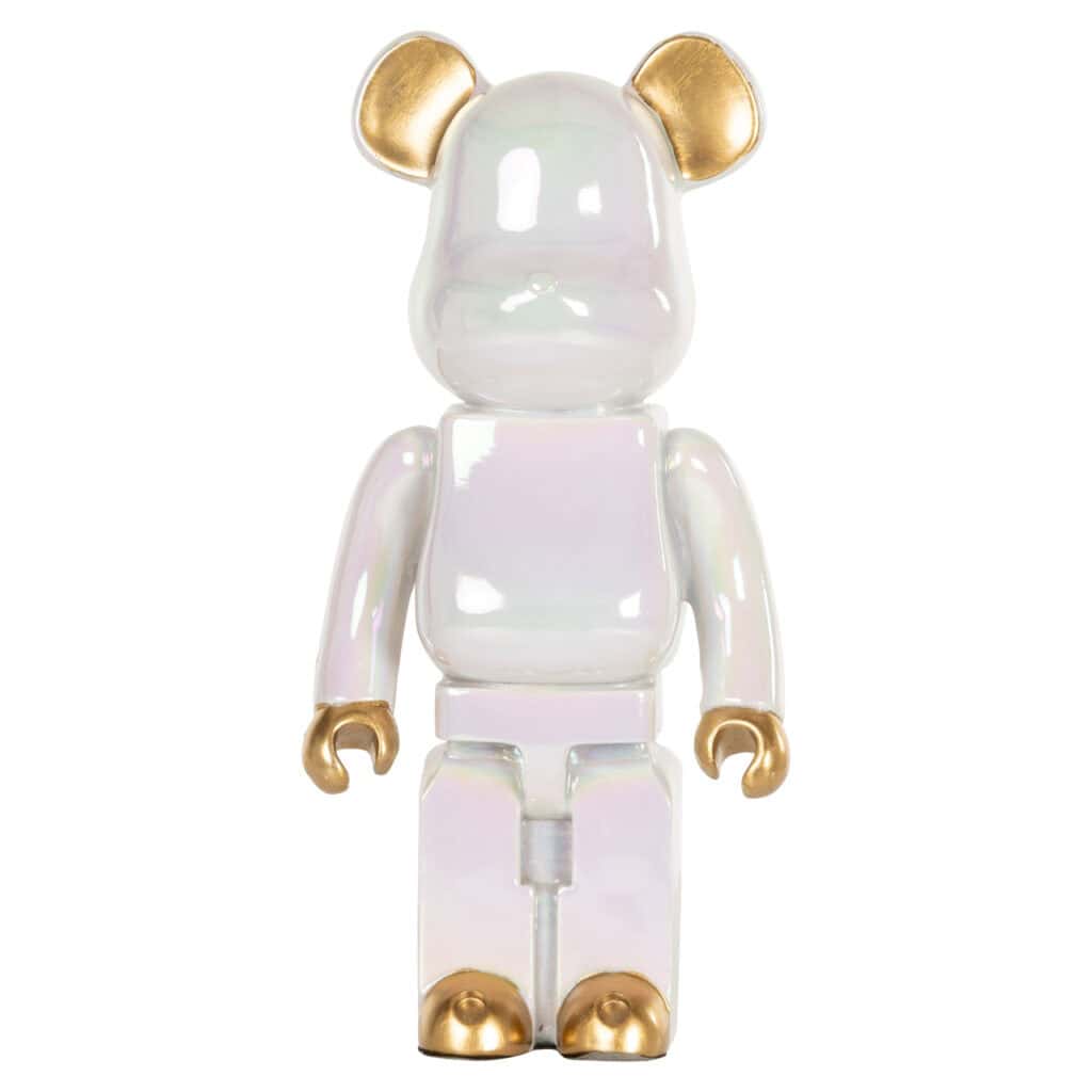 Dekorative Teddybär-Figur mit goldenen Details zur Innendekoration.
