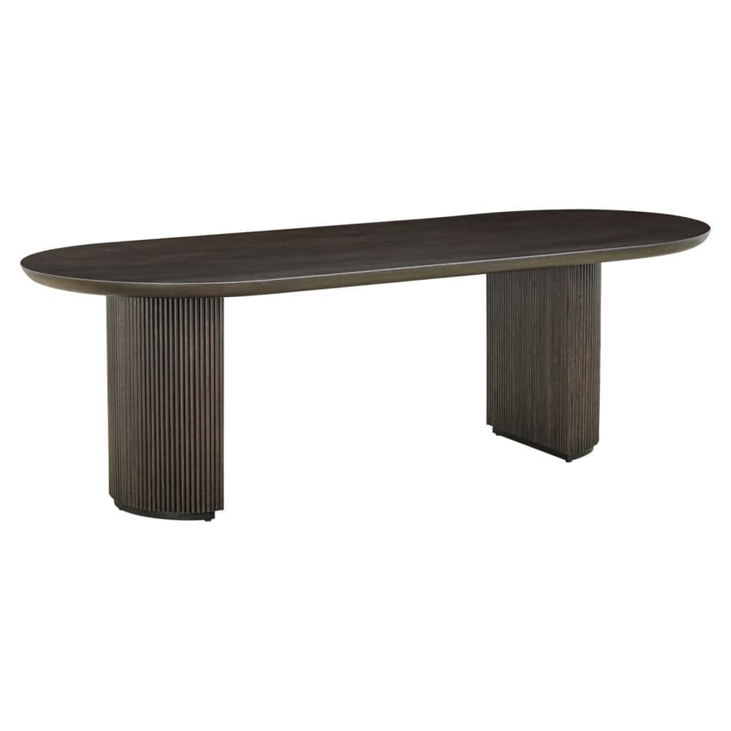 Eettafel Kingston bruin 280 met ribbelpoten voor moderne eetkamer.