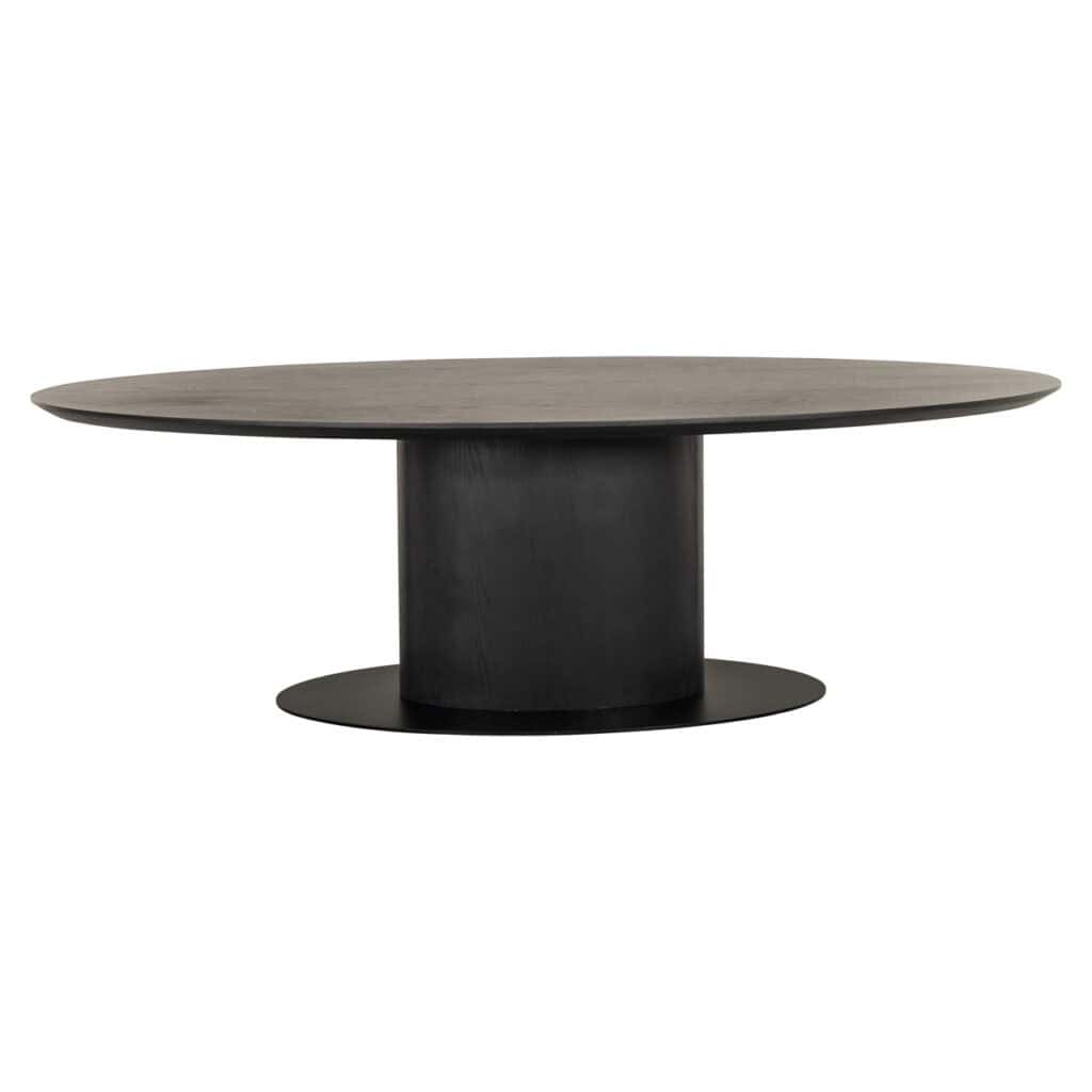 Eettafel Gordon met donker houten blad en zwart onderstel.